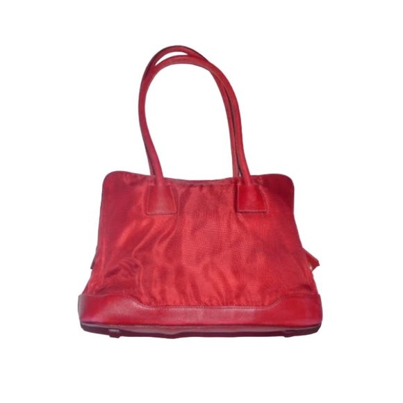 Prada Red Nylon and Leather Shoulder Bag w Chrome Lock and Key - Picture 5 of 5